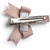 Molly Double Strand Pearl Grosgrain Bow Clip, Mocha - Hair Accessories - 2