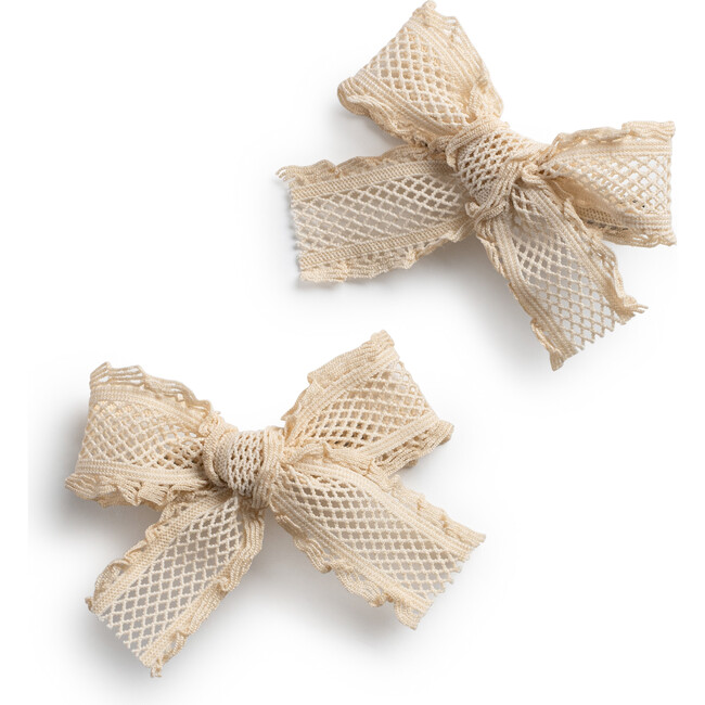 Mae Lattice Lace Double Clip Set, Sand