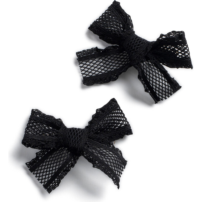 Mae Lattice Lace Double Clip Set, Black