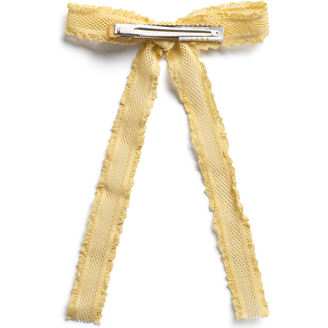 Mae Lattice Lace Long Tail Clip, Lemon - Hair Accessories - 2