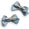 Jean Embellished Double Clip Set, Light Jean - Hair Accessories - 2