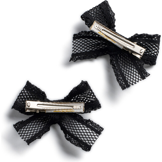 Mae Lattice Lace Double Clip Set, Black - Hair Accessories - 2