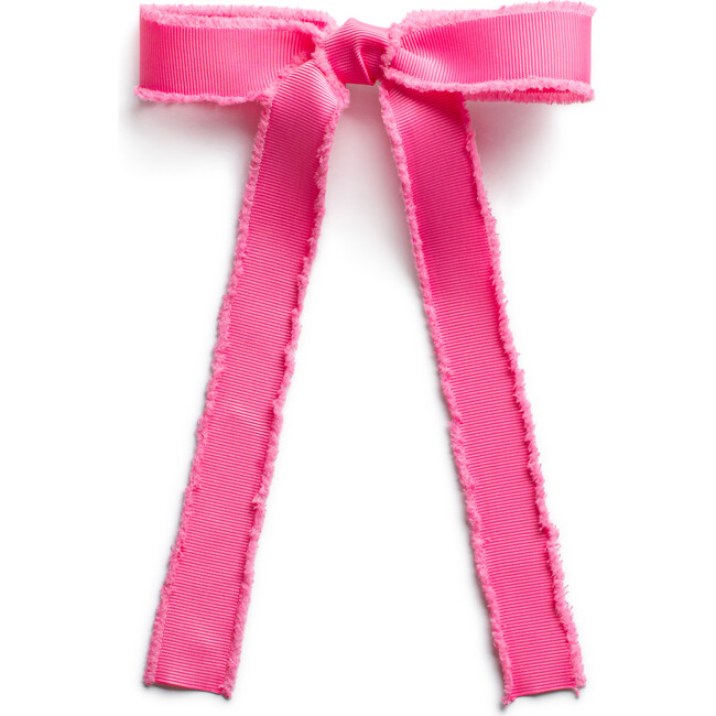 Dahlia Deconstructed Grosgrain Ribbon Long Tail Clip, Hot Pink
