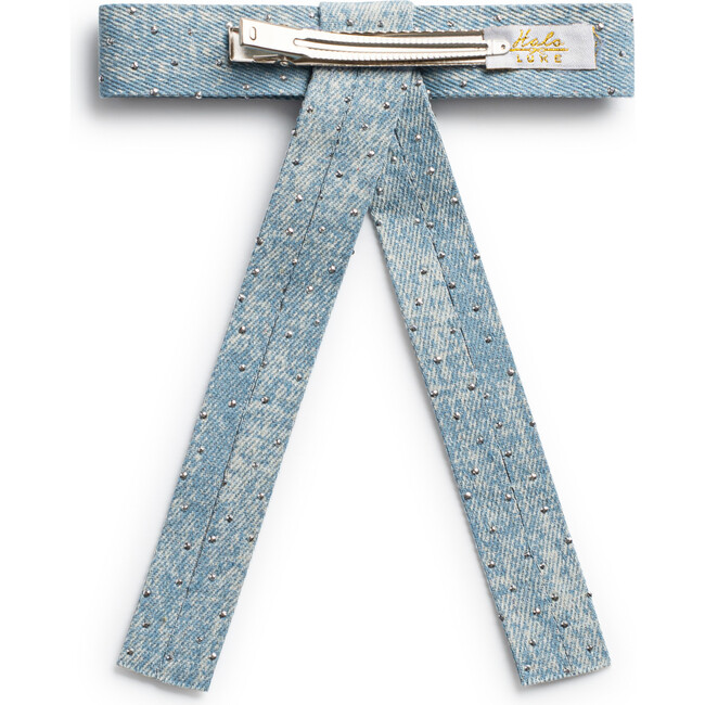 Jean Embellished Long Tail Clip, Light Jean - Hair Accessories - 2