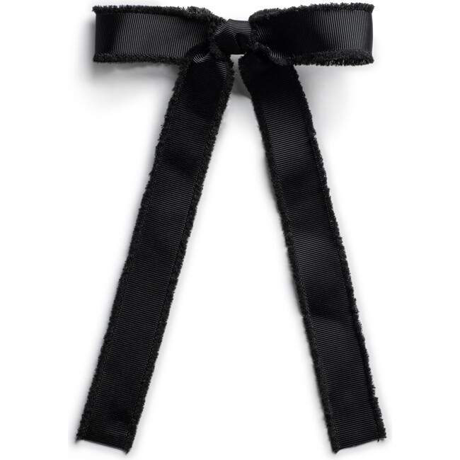 Dahlia Deconstructed Grosgrain Ribbon Long Tail Clip, Black