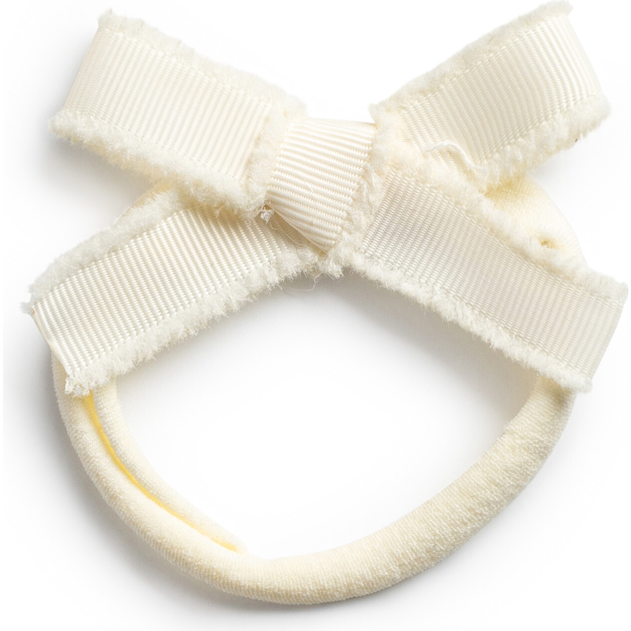 Dahlia Deconstructed Grosgrain Ribbon Baby Band, Ivory - Hair Accessories - 1