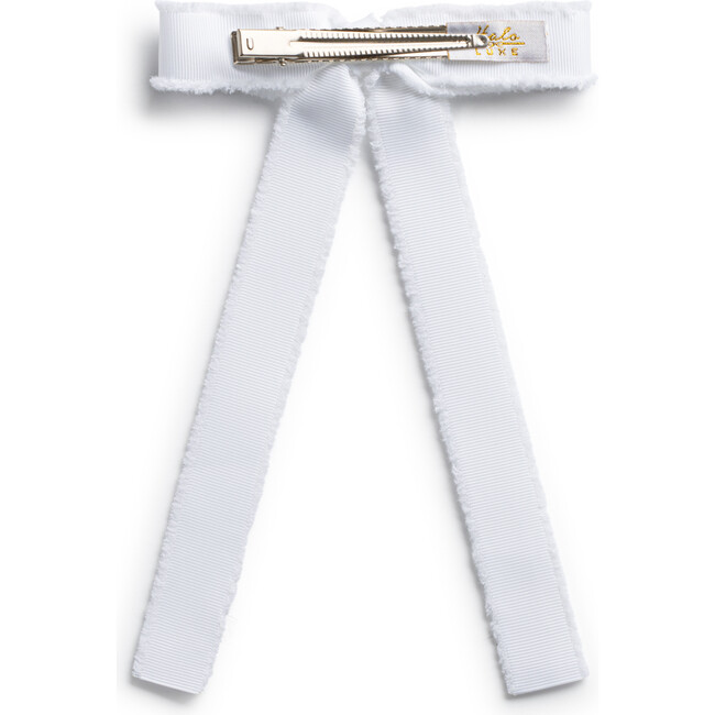 Dahlia Deconstructed Grosgrain Ribbon Long Tail Clip, White - Hair Accessories - 2
