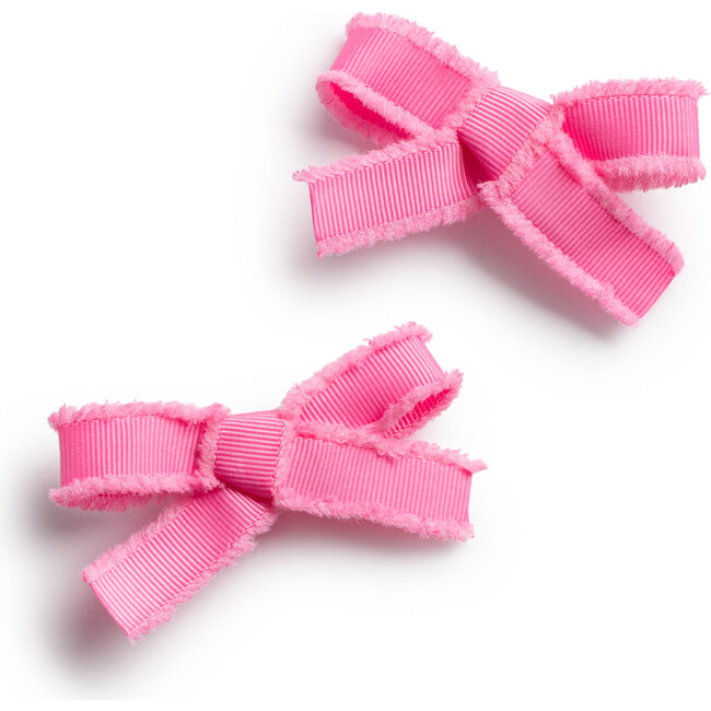 Dahlia Deconstructed Grosgrain Ribbon Double Clip Set, Hot Pink