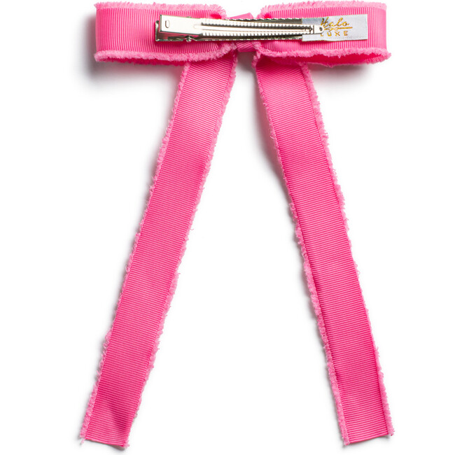 Dahlia Deconstructed Grosgrain Ribbon Long Tail Clip, Hot Pink - Hair Accessories - 2