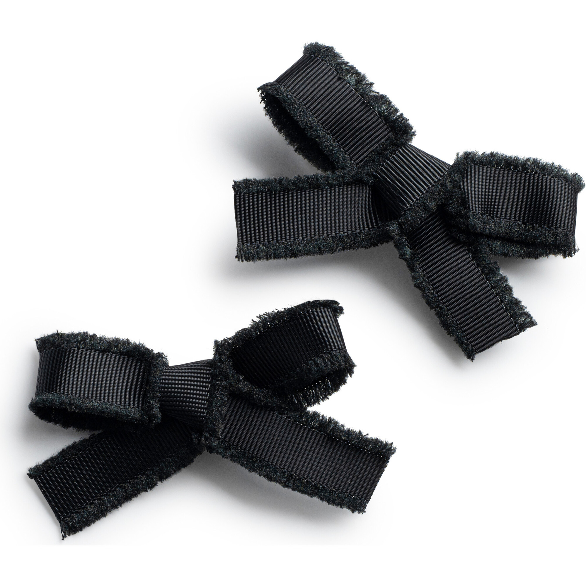Dahlia Deconstructed Grosgrain Ribbon Double Clip Set, Black - Hair Accessories - 1