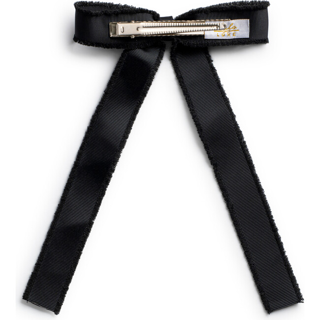 Dahlia Deconstructed Grosgrain Ribbon Long Tail Clip, Black - Hair Accessories - 2