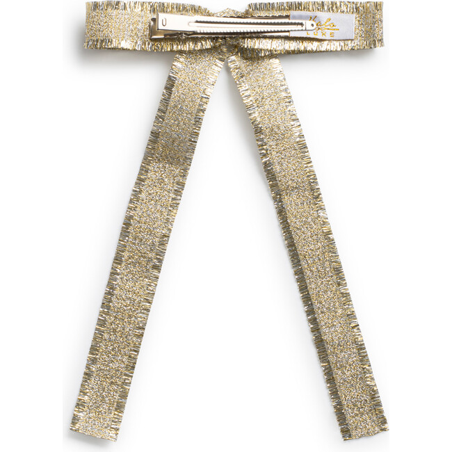 Dahlia Deconstructed Grosgrain Ribbon Long Tail Clip, Gold - Hair Accessories - 2