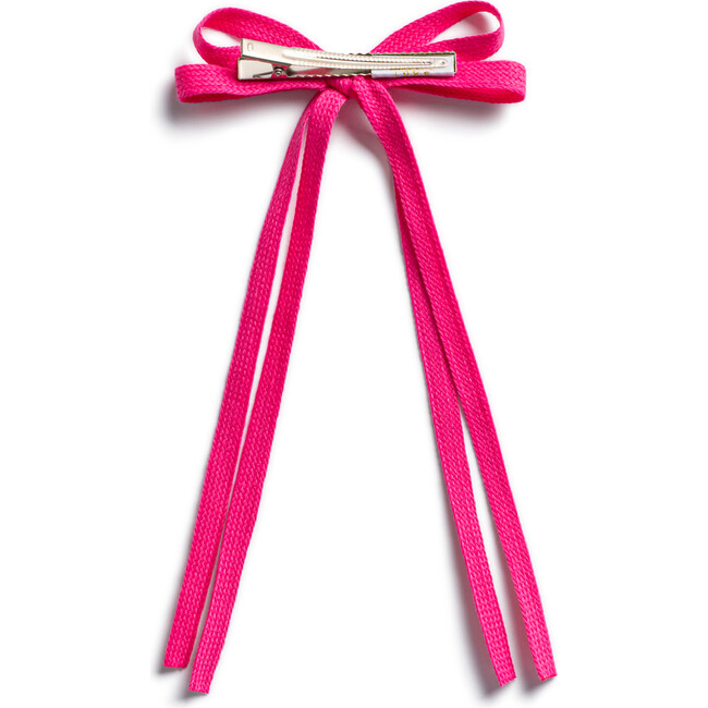 Hopscotch Twill Long Tail Clip, Fuschia - Hair Accessories - 2