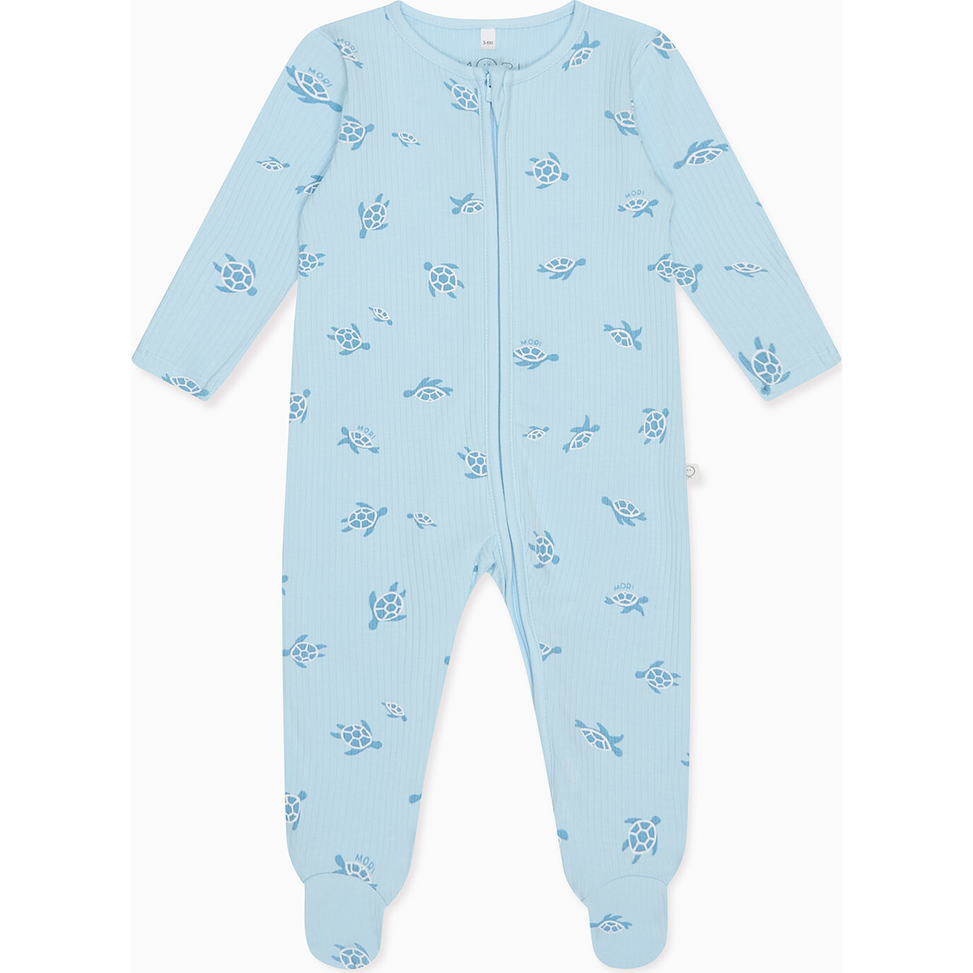 Turtles Ribbed Two Way Zip Up Sleepsuit - Footie Pajamas - 1