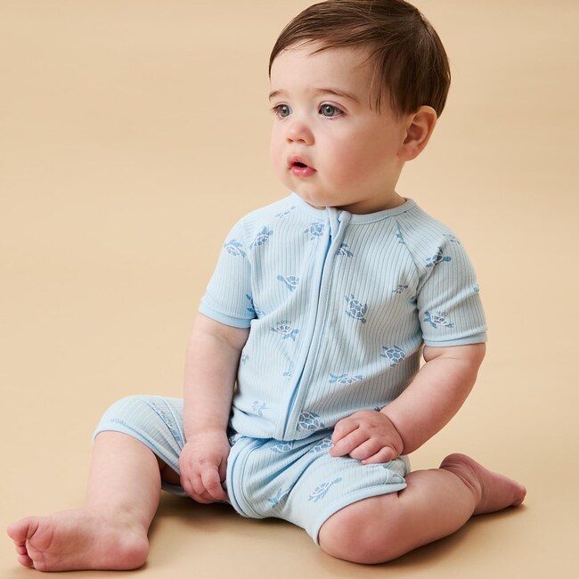 Turtles Ribbed Summer Zip Up Sleepsuit - Pajamas - 2