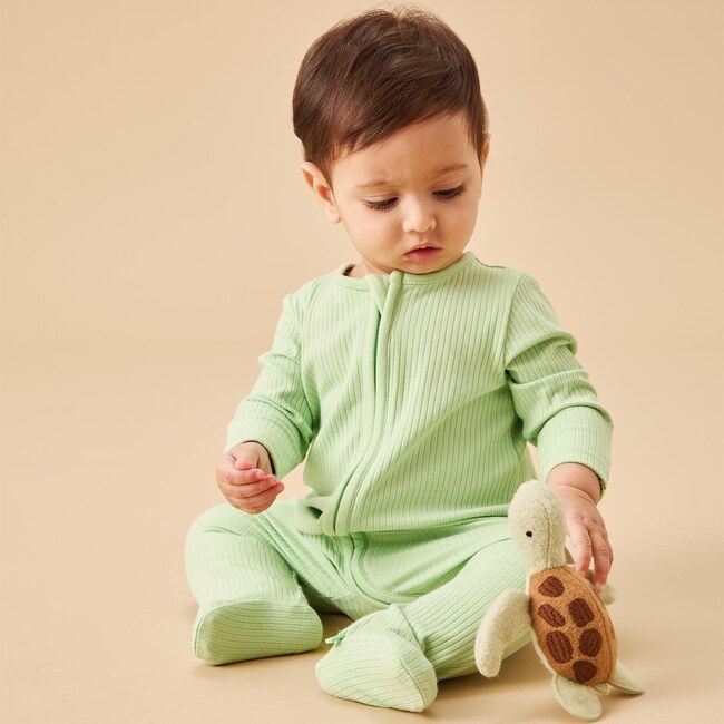 Ribbed Two Way Zip Up Sleepsuit - Footie Pajamas - 2