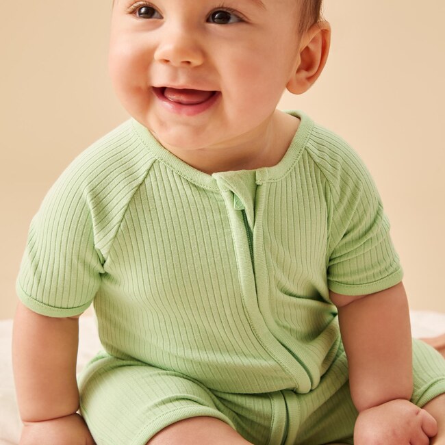 Ribbed Summer Zip Up Sleepsuit - Pajamas - 4