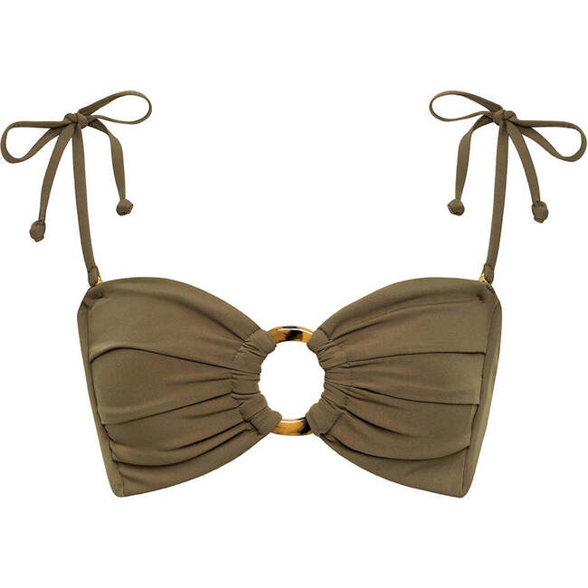 Tori Ties Bandeau Bikini Top, Khaki - Two Pieces - 5