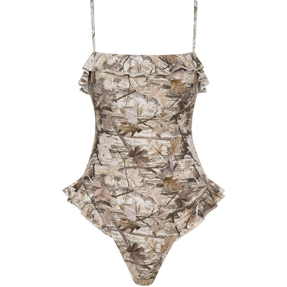 Jacelyn Ruffle One-Piece, Camo - One Pieces - 1