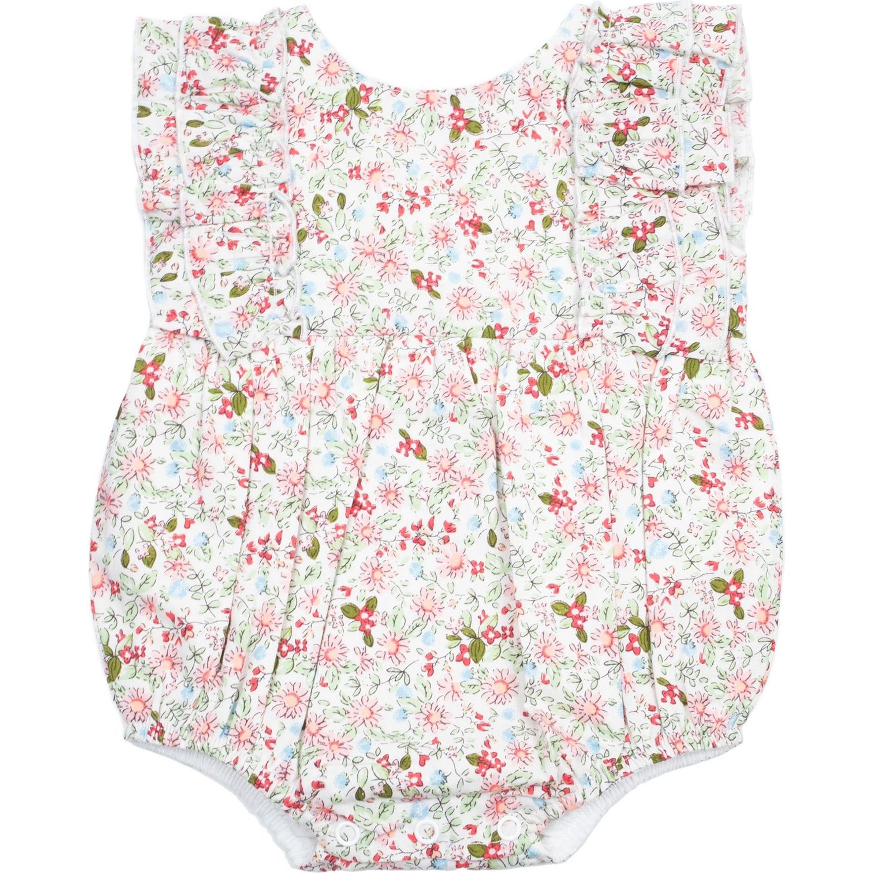 Selena Ruffle Bubble Romper, Pink Multi - Rompers - 1