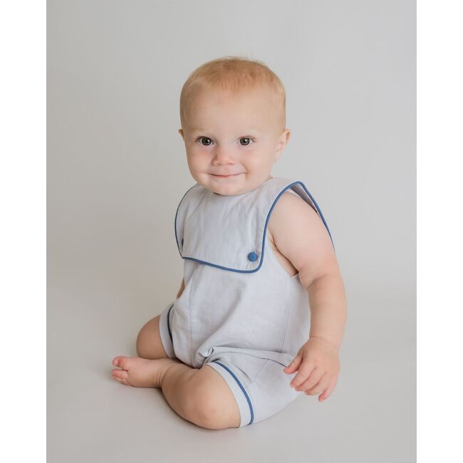 Oliver Nautical Linen One Piece, Grey - Rompers - 2