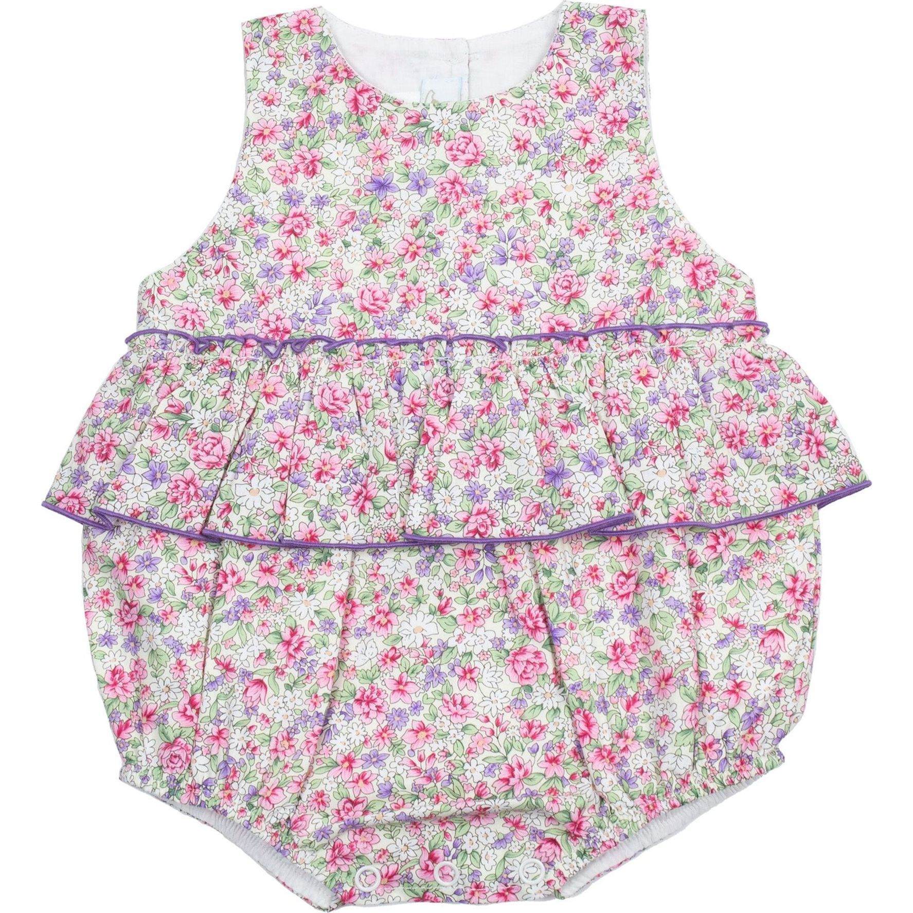 Floral Peplum Bubble Romper, Lilac Multi - Rompers - 1