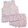 Floral Peplum Short Set, Lilac Multi - Mixed Apparel Set - 1 - thumbnail