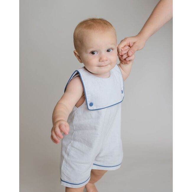 Oliver Nautical Linen One Piece, Grey - Rompers - 3