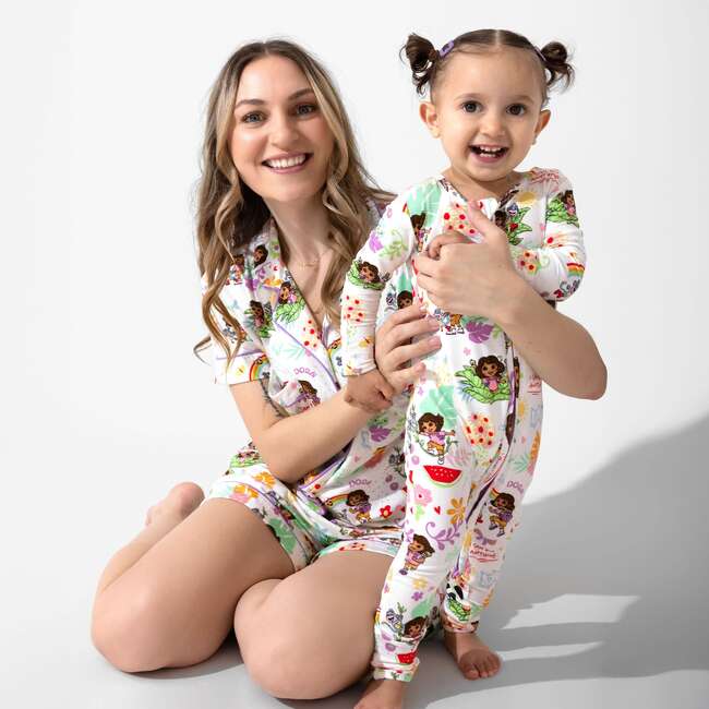 Dora: Tropical Dreams Bamboo Women's Pajama Short Set, White - Pajamas - 6