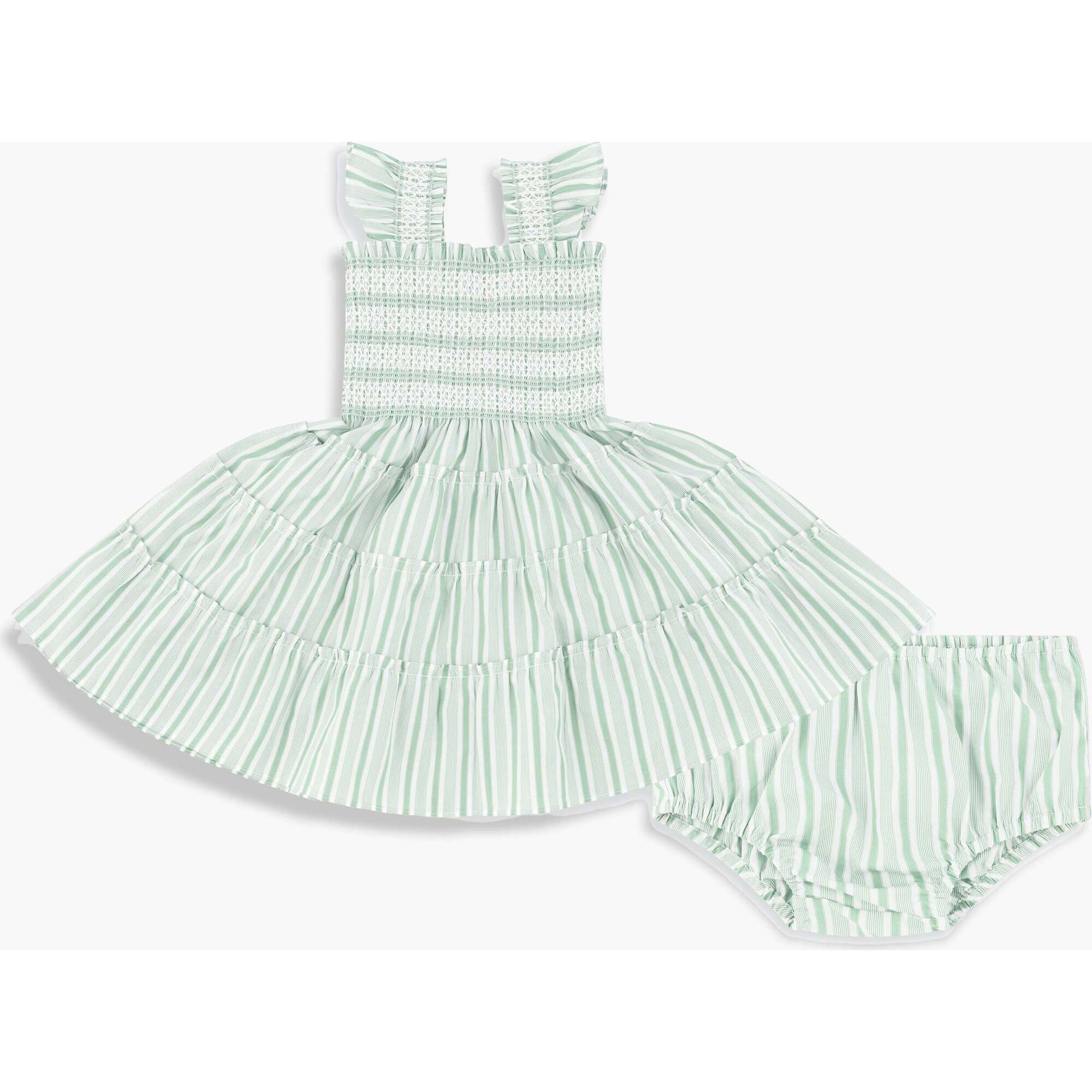 The Baby Ellie Nap Dress, Apple Green Stripe - Dresses - 1