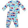 Long Sleeve Pajama Set, Construction Blue - Pajamas - 1 - thumbnail