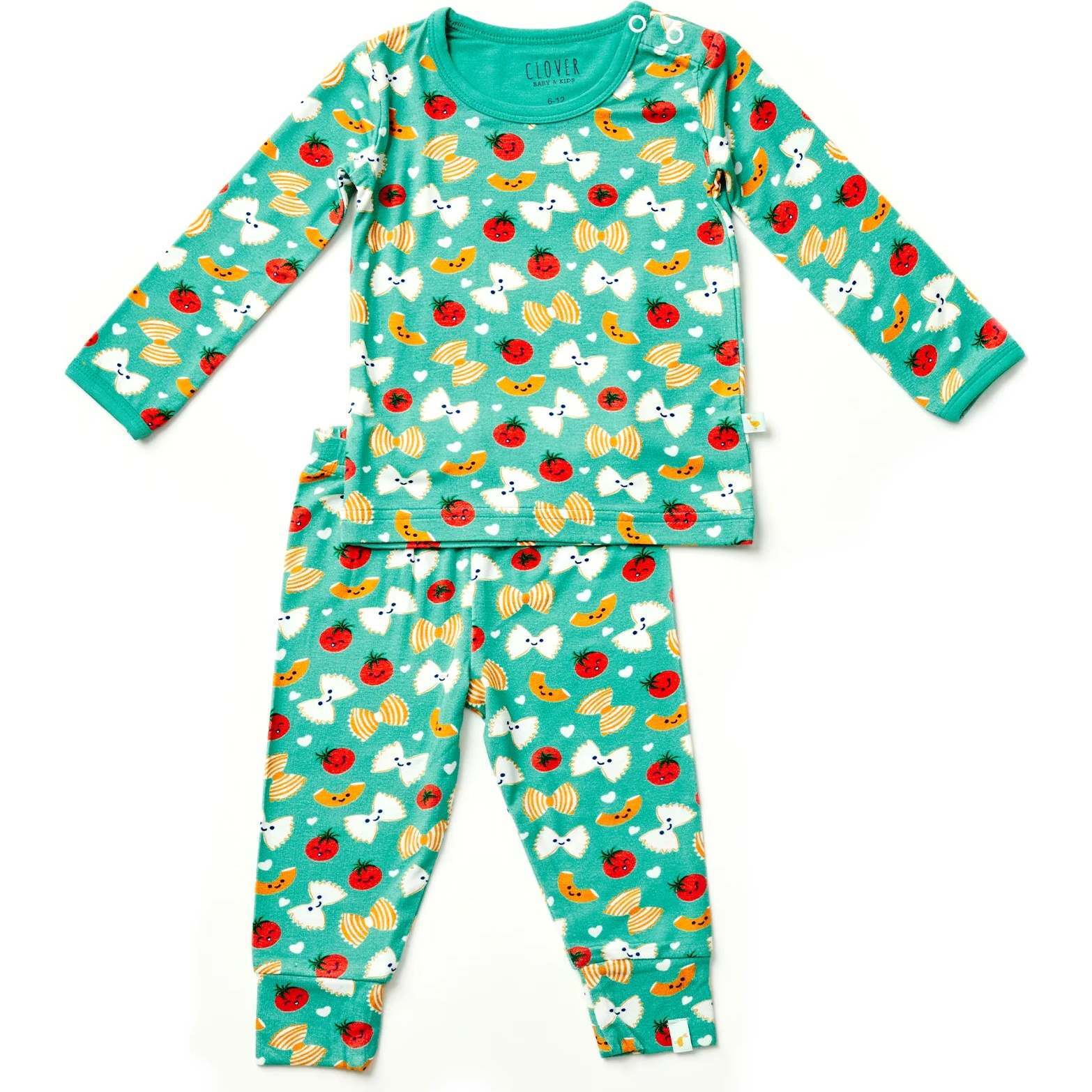Long Sleeve Pajama Set, Pasta Night - Pajamas - 1