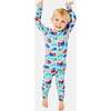 Long Sleeve Pajama Set, Construction Blue - Pajamas - 2
