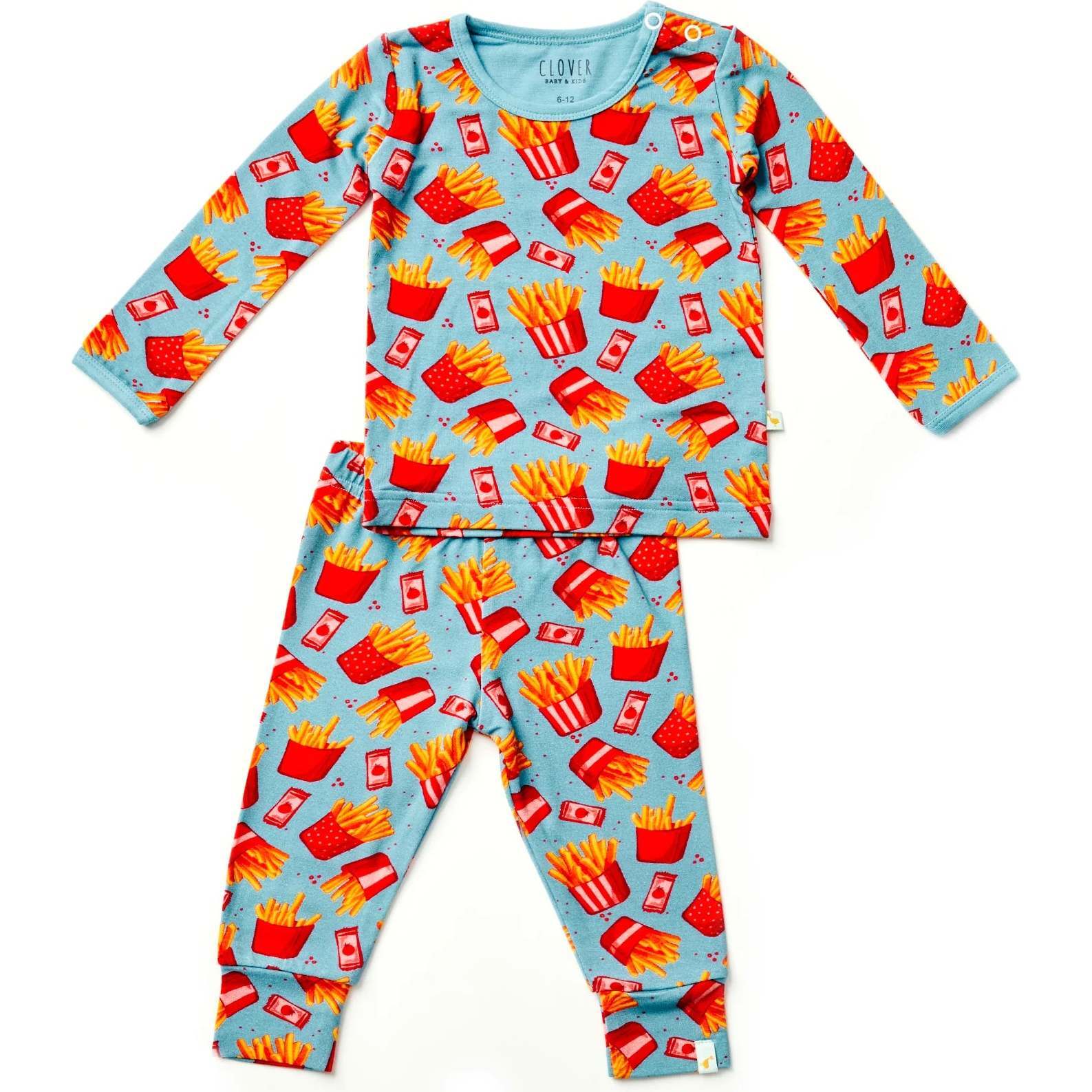 Long Sleeve Pajama Set, French Fries - Pajamas - 1