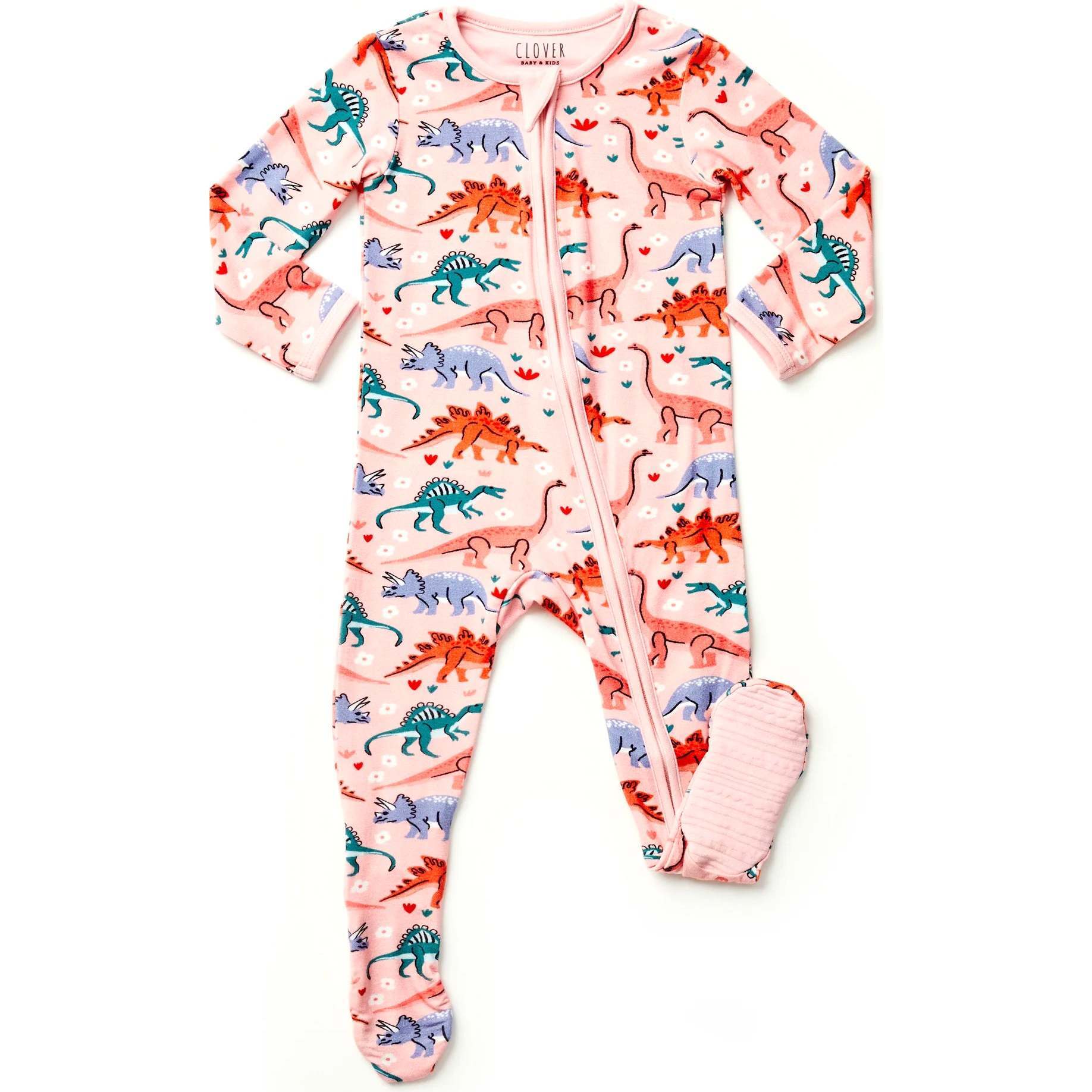 Soft & Stretchy Zipper Footie, Dinosaur Garden - Footie Pajamas - 1