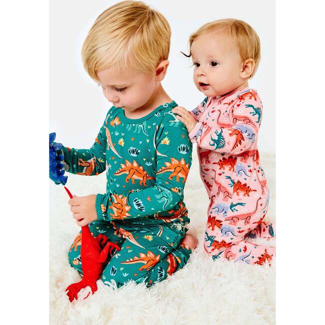 Soft & Stretchy Zipper Footie, Dinosaur Garden - Footie Pajamas - 4