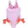 Girls Sutton Suit, Pink Faux Embriodery Stripe - One Pieces - 1 - thumbnail