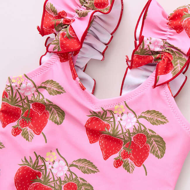 Girls Via Suit, Pink Wild Strawberries - One Pieces - 4
