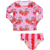 Baby Girls Rash Guard Set, Pink Wild Strawberries - Two Pieces - 1 - thumbnail