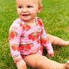 Baby Girls Rash Guard Set, Pink Wild Strawberries - Two Pieces - 2