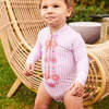 Baby Girls Arden Suit, Pink Faux Embroidery Stripe - One Pieces - 2