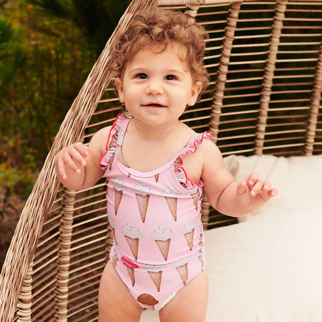 Baby Girls Claire Suit, Neapolitan Ice Cream Cones - One Pieces - 2