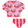 Baby Girls Rash Guard Set, Pink Wild Strawberries - Two Pieces - 5