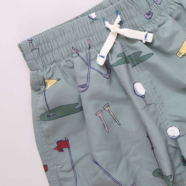 Baby Boys Swim Trunk, Green Golf Tournament - Swim Trunks - 2