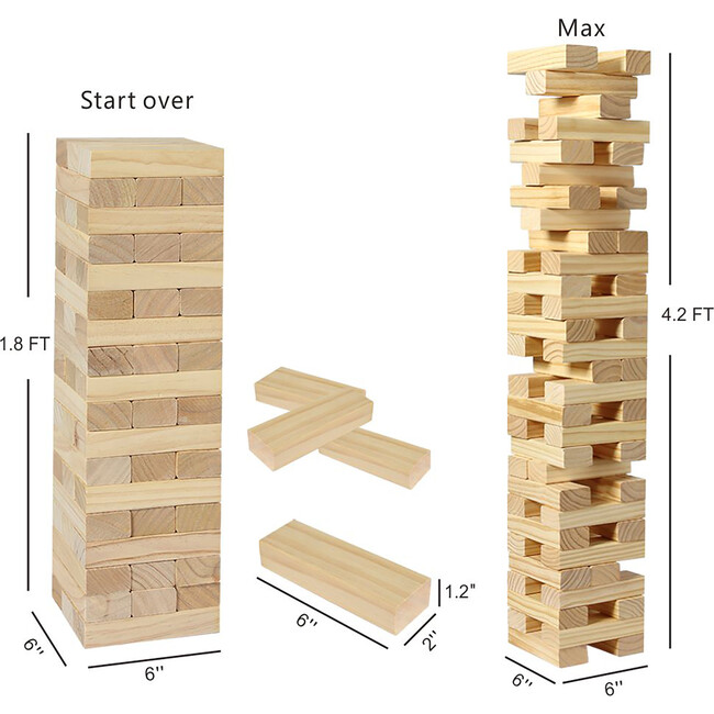 Wooden Toppling Tower: Large - 21.25" - Outdoor Games - 2