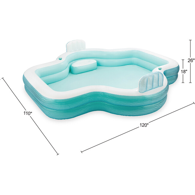 Shimmer Party Pool - 10ft Teal & White - Pool Floats - 3
