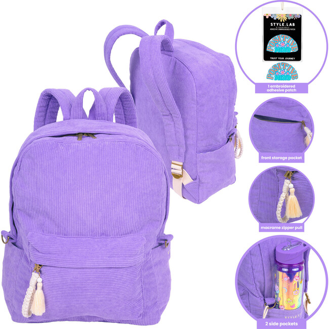 Style.Lab: Billie Corduroy Backpack - Periwinkle - Costume Accessories - 2