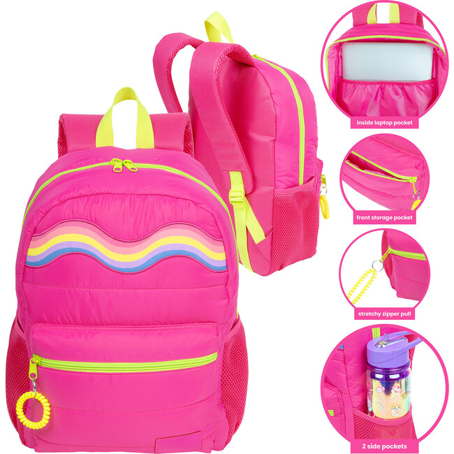 Style.Lab: Debo Rainbow Puffer Backpack - Hot Pink - Costume Accessories - 2