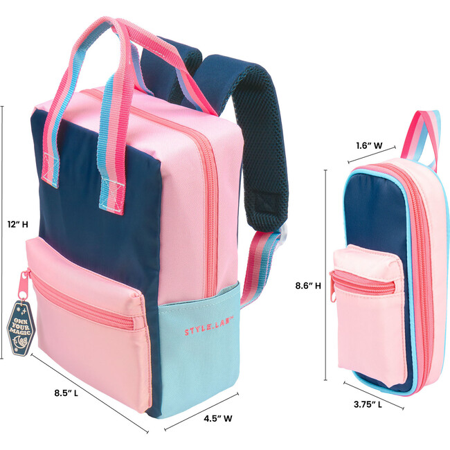 Style.Lab: Harlow Colorblock Backpack Pouch Set - Navy & Pink - Costume Accessories - 3