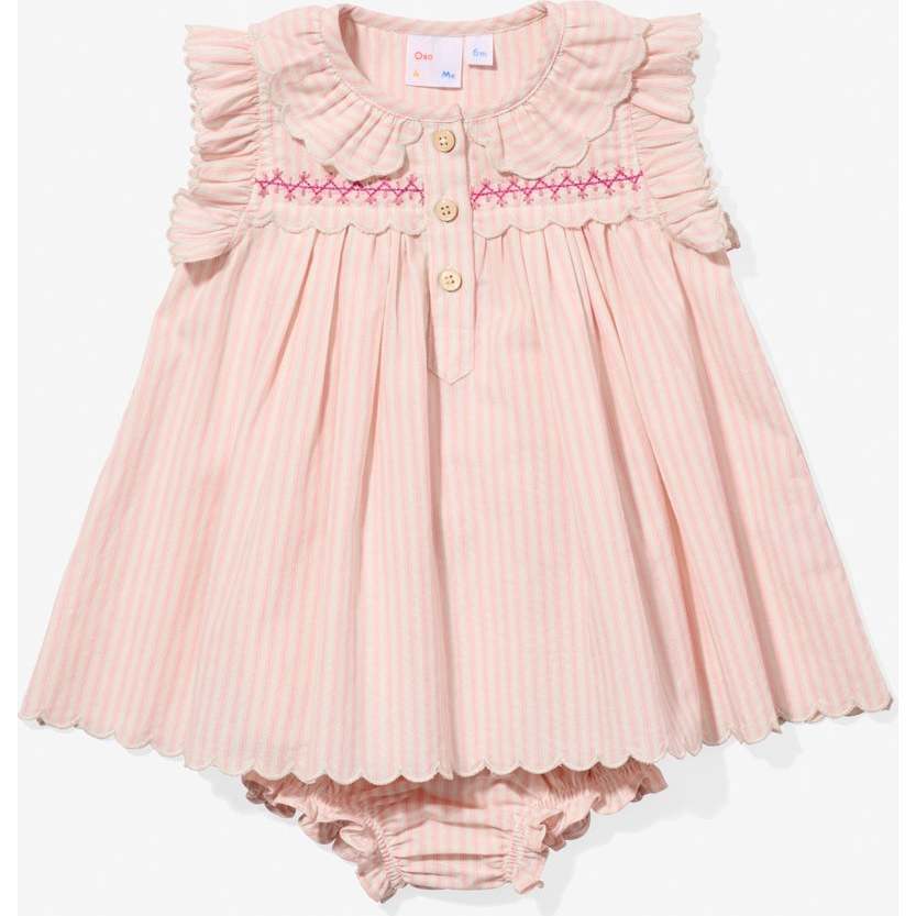 Sadie Baby Dress, Petal Ticking - Dresses - 1